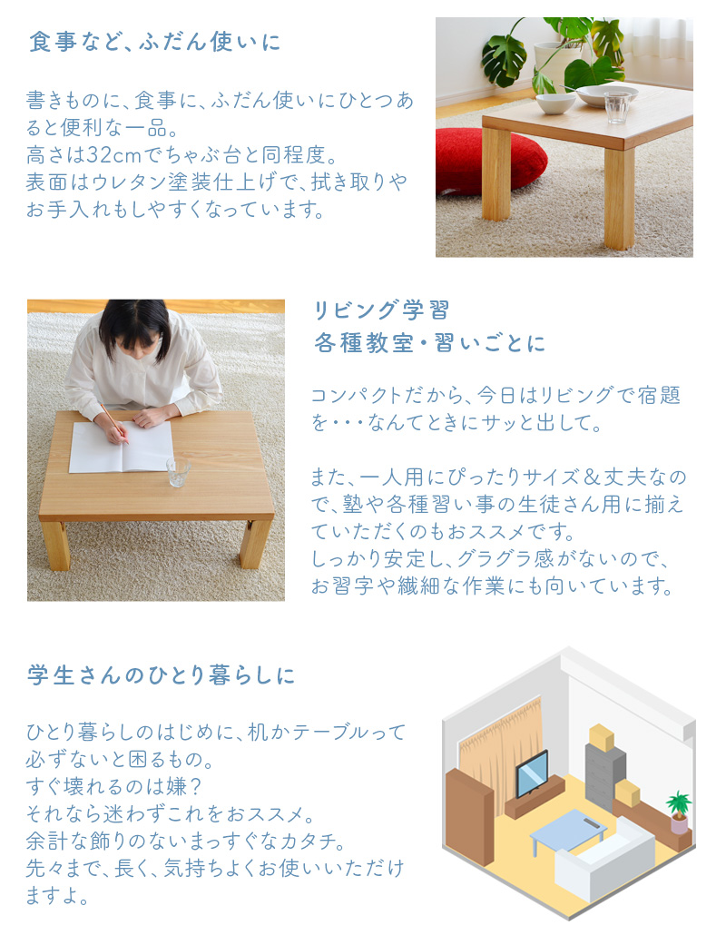 座卓の使用例のイメージ