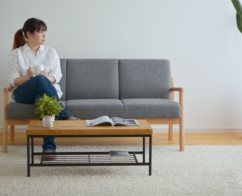 NOCE ブルー　3人掛けソファ 木製フレー（オーク） NOCE ブルー 3人掛けソファ 木製フレー（オーク） NOCE ブルー 3人掛け