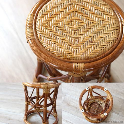 ラタンスツールC405HR籐製籐椅子木製コンパクトサイズ背もたれ無し
