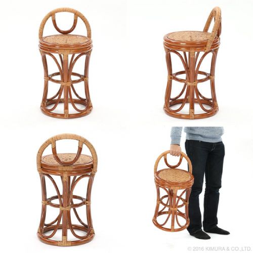 背もたれ付きラタンスツールC422HR籐製木製籐椅子軽量ラタンらくらくスツール送料無料