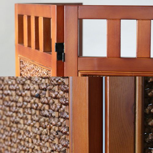 高さ低めの130cm4連アジアンスクリーンSW22-4CFロータイプブラウン籐製木製天然木ウォーターヒヤシンスパーティション送料無料smtb-kb