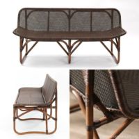 カウチソファC116KAWAHOOシリーズ2人掛けダークブラウンラタン手編みラタン製籐製木製送料無料